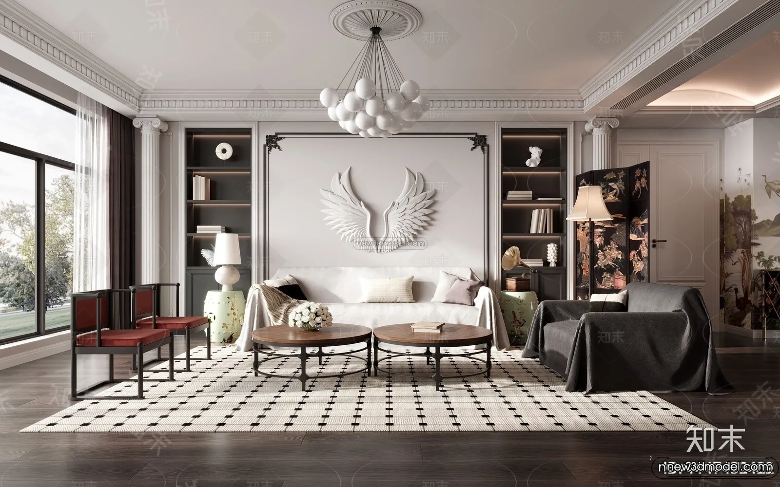 Modern Style Interior 3D Blocks and 3D Models – Living Room 3D Scene – 157 – CORONA