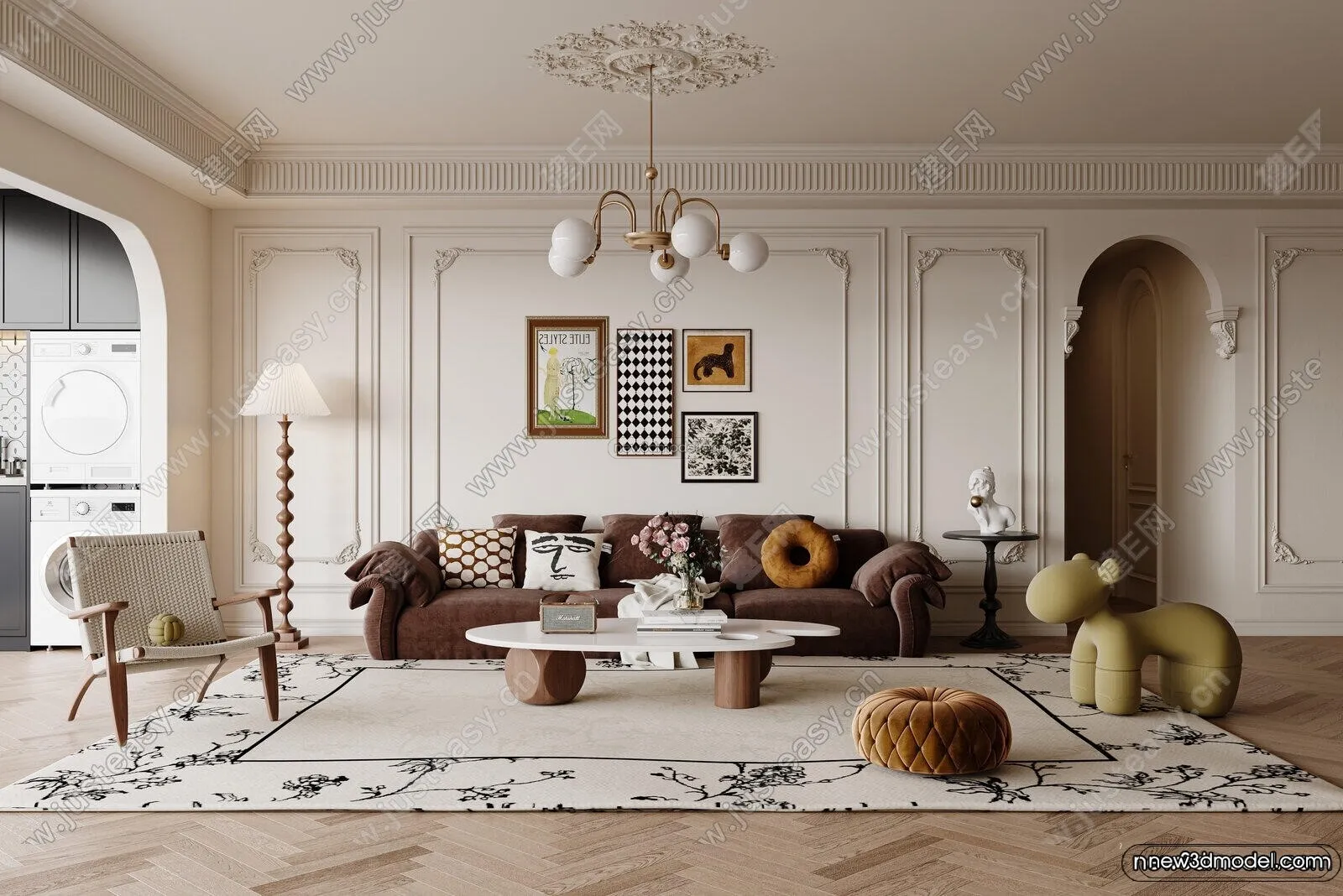 Modern Style Interior 3D Blocks and 3D Models – Living Room 3D Scene – 159 – CORONA