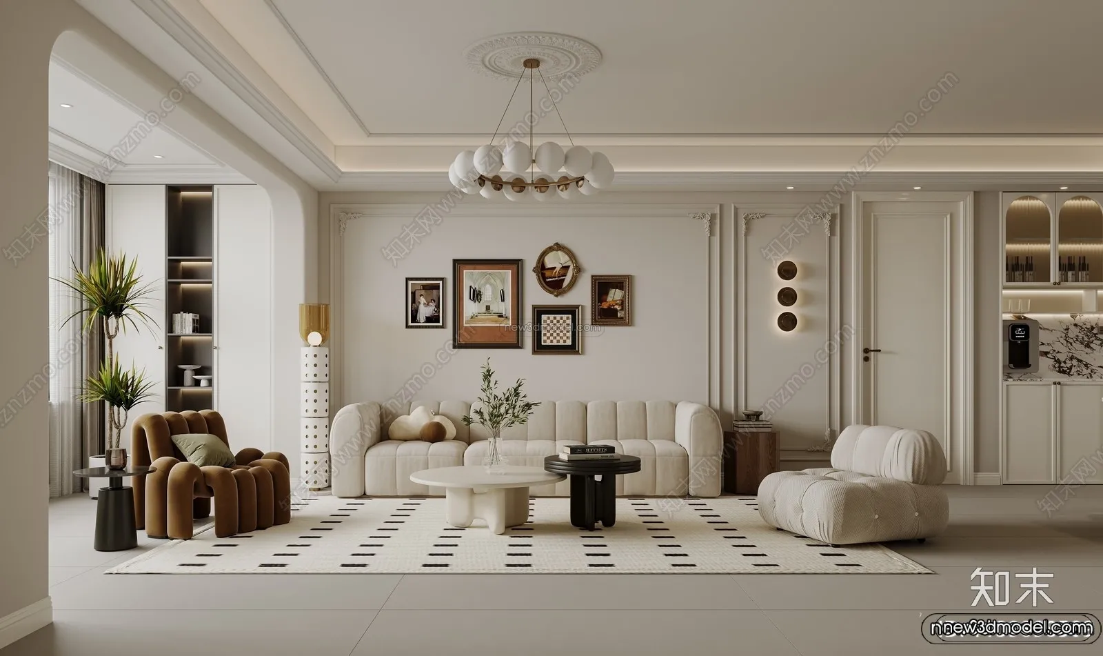 Modern Style Interior 3D Blocks and 3D Models – Living Room 3D Scene – 160 – CORONA