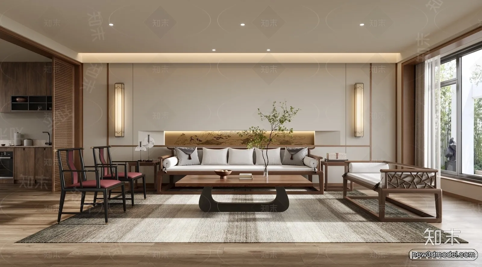 Modern Style Interior 3D Blocks and 3D Models – Living Room 3D Scene – 164 – CORONA