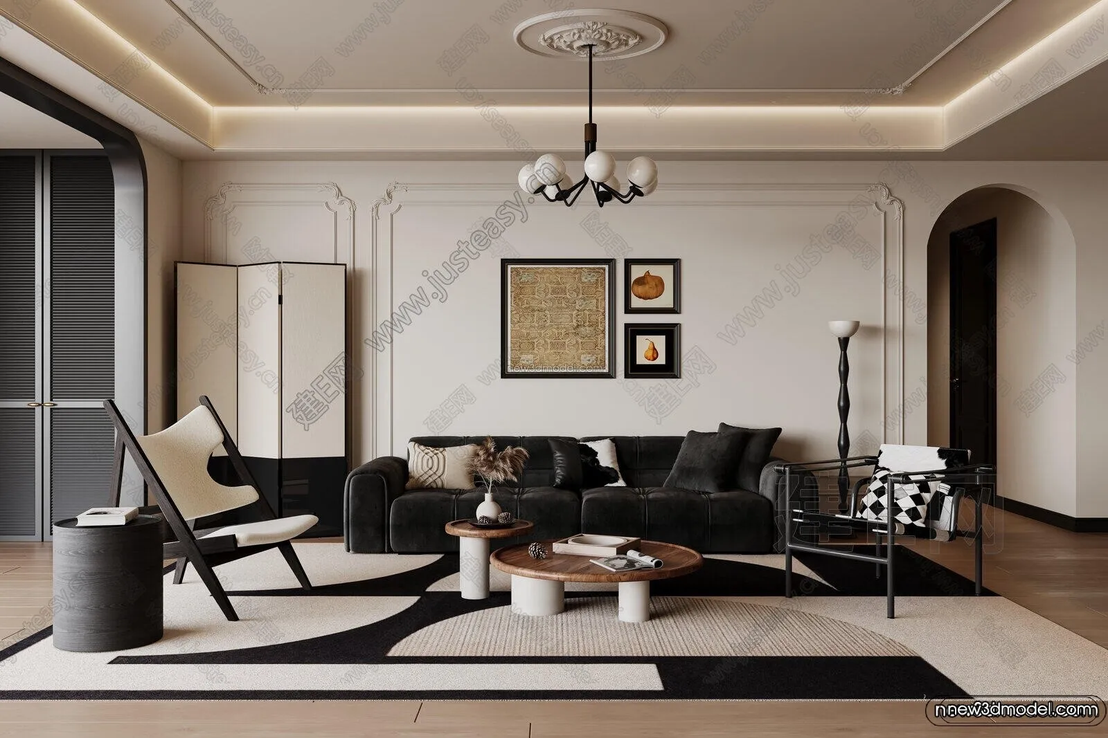 Modern Style Interior 3D Blocks and 3D Models – Living Room 3D Scene – 171 – CORONA