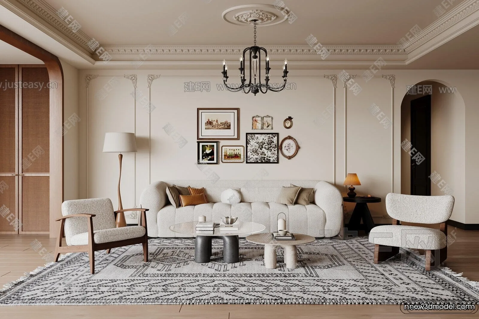 Modern Style Interior 3D Blocks and 3D Models – Living Room 3D Scene – 173 – CORONA