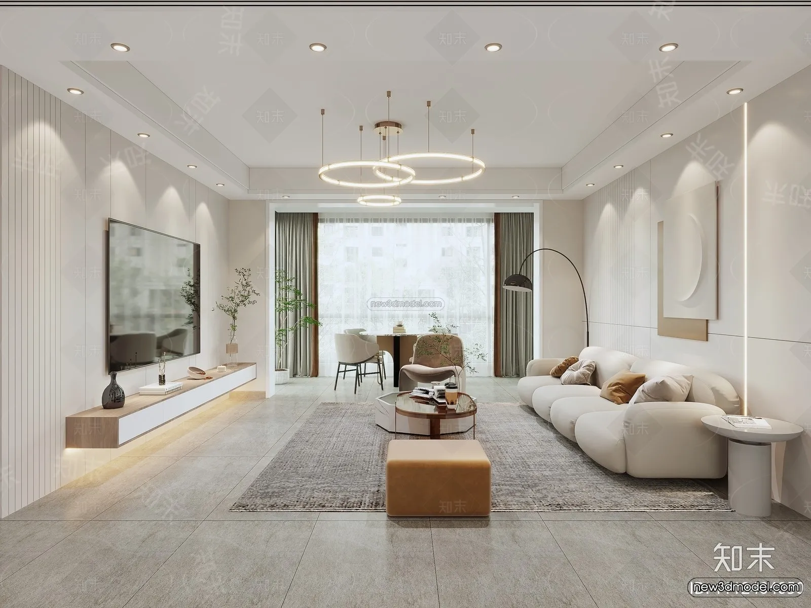 Modern Style Interior 3D Blocks and 3D Models – Living Room 3D Scene – 174 – CORONA