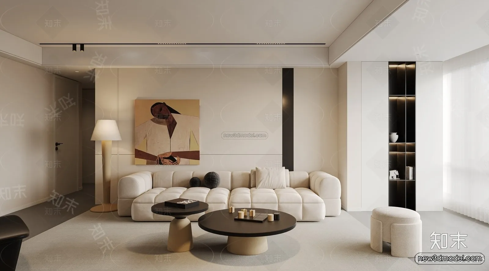 Modern Style Interior 3D Blocks and 3D Models – Living Room 3D Scene – 175 – CORONA