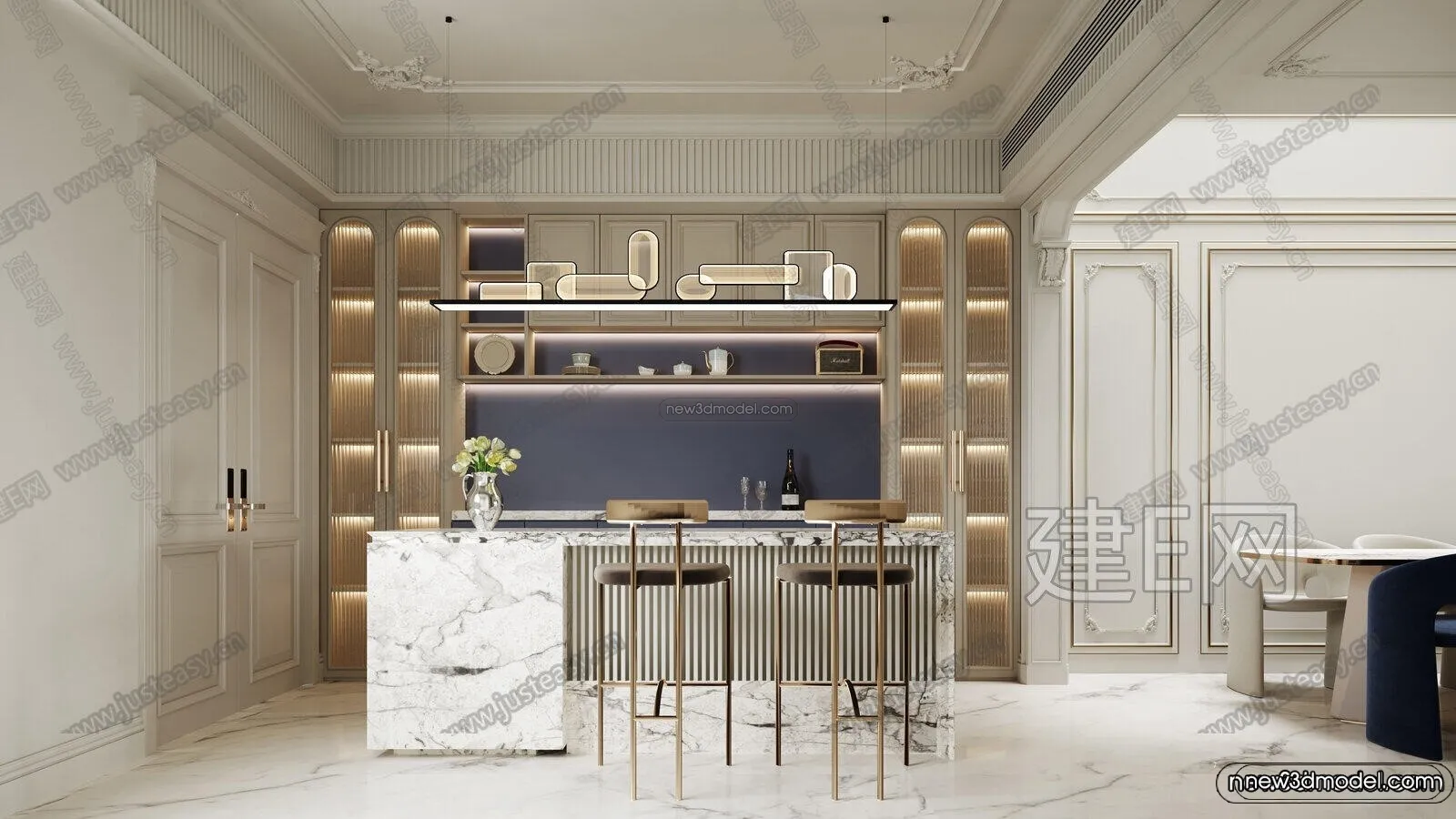 Modern Style Interior 3D Blocks and 3D Models – Living Room 3D Scene – 176 – CORONA