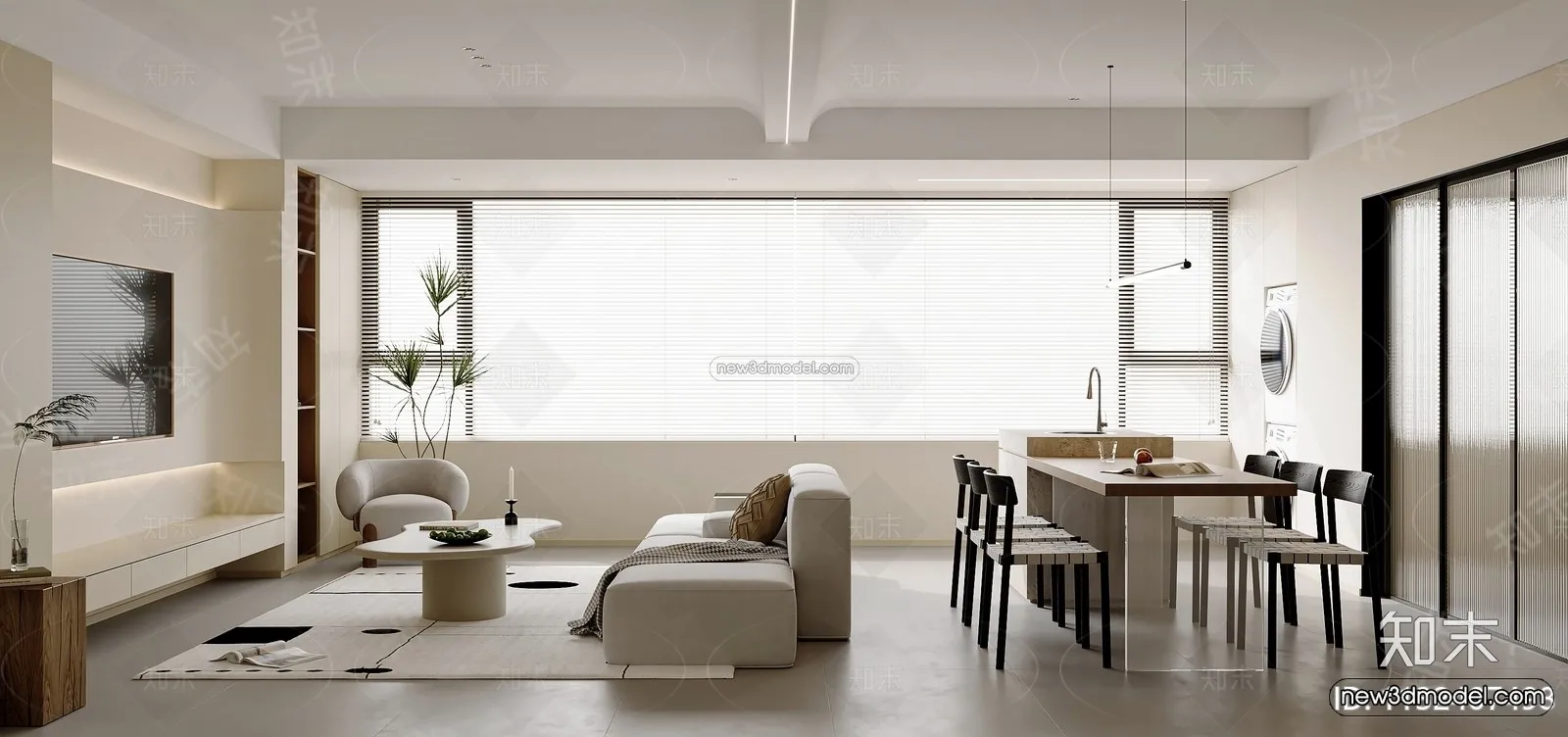 Modern Style Interior 3D Blocks and 3D Models – Living Room 3D Scene – 177 – CORONA