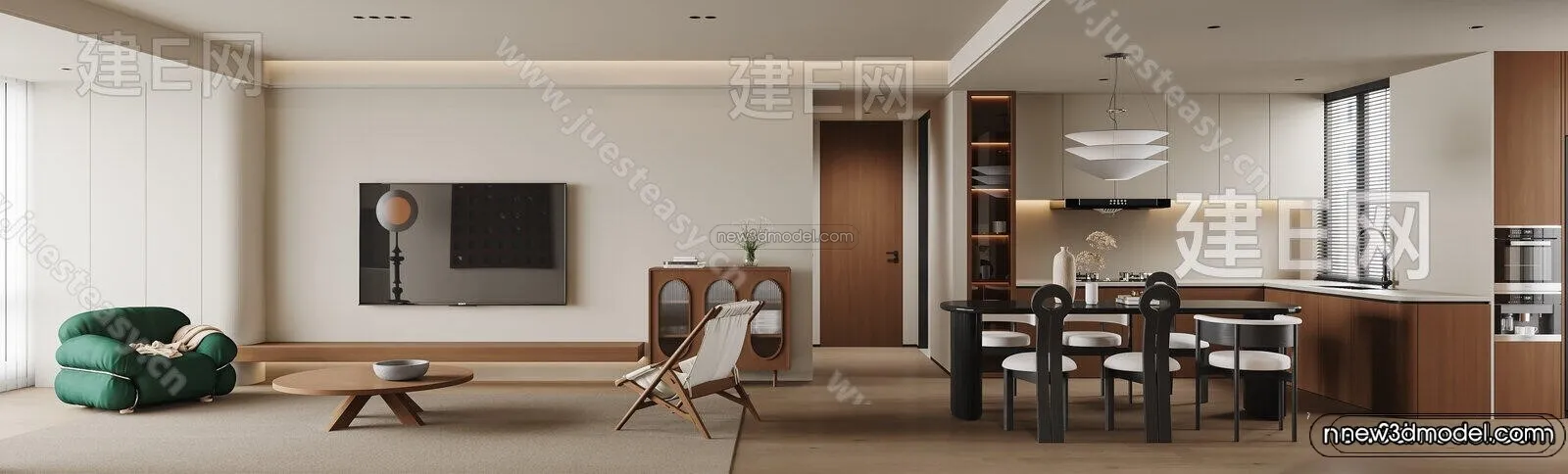Modern Style Interior 3D Blocks and 3D Models – Living Room 3D Scene – 178 – CORONA