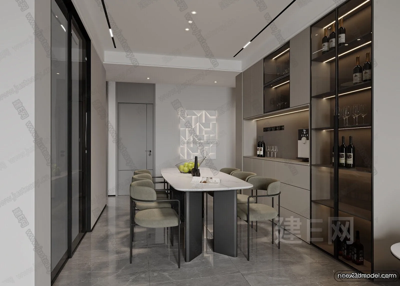 Modern Style Interior 3D Blocks and 3D Models – Living Room 3D Scene – 182 – CORONA