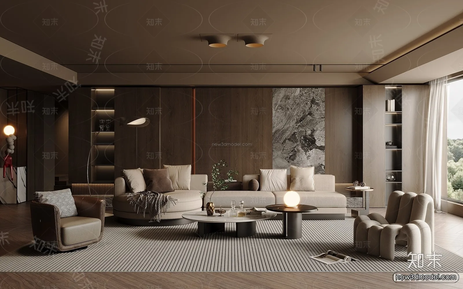 Modern Style Interior 3D Blocks and 3D Models – Living Room 3D Scene – 184 – CORONA