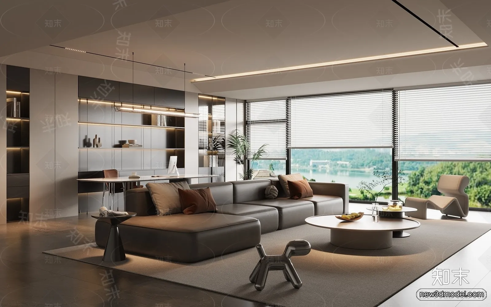 Modern Style Interior 3D Blocks and 3D Models – Living Room 3D Scene – 186 – CORONA