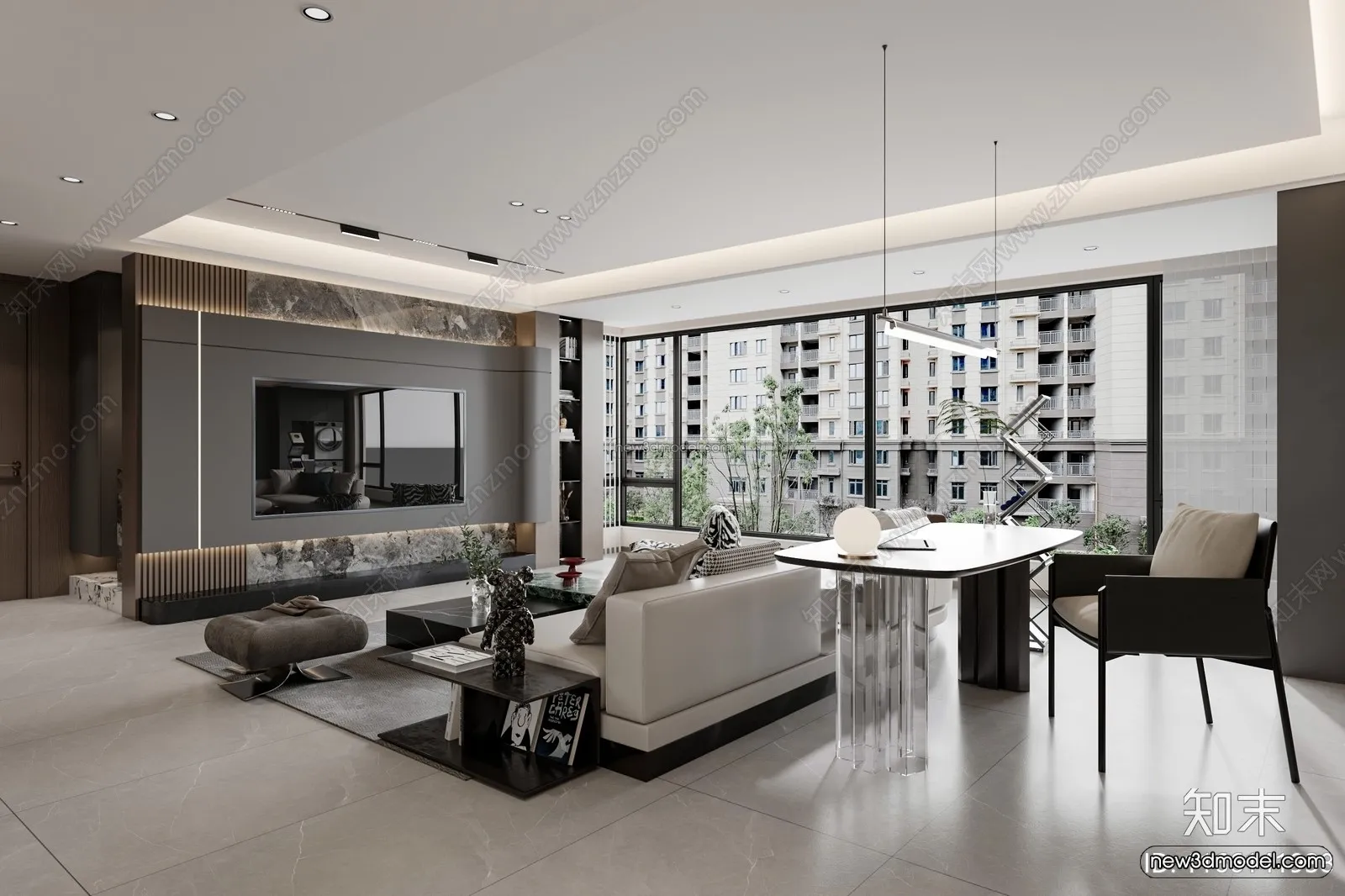 Modern Style Interior 3D Blocks and 3D Models – Living Room 3D Scene – 187 – CORONA