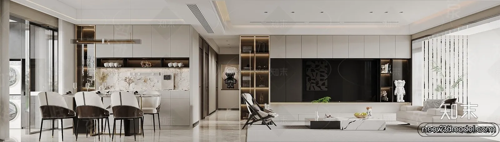 Modern Style Interior 3D Blocks and 3D Models – Living Room 3D Scene – 188 – CORONA