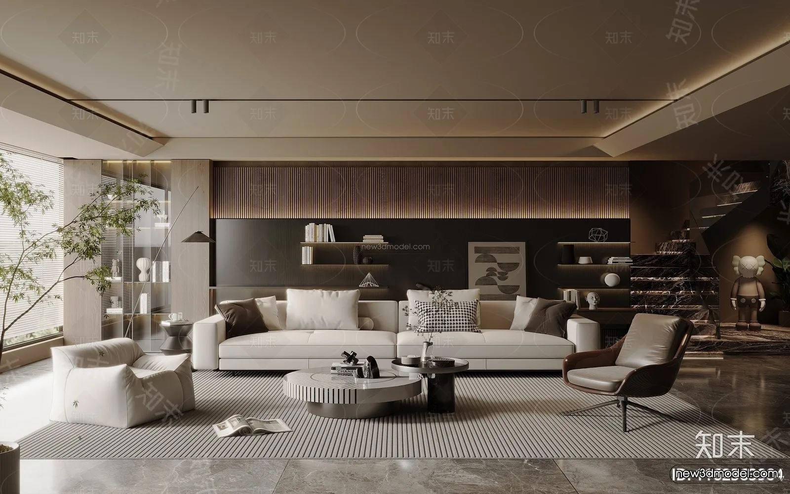 Modern Style Interior 3D Blocks and 3D Models – Living Room 3D Scene – 190 – CORONA