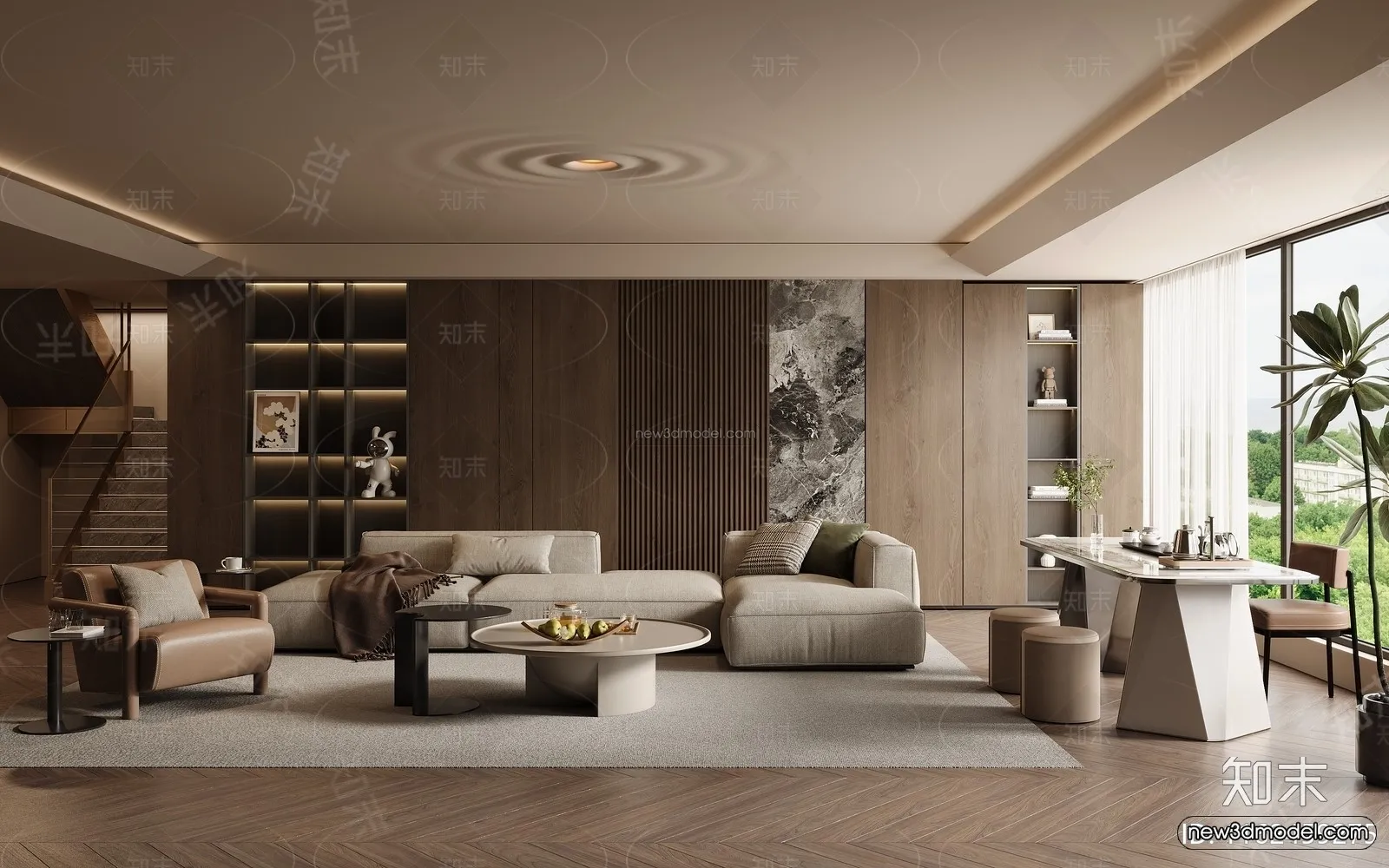 Modern Style Interior 3D Blocks and 3D Models – Living Room 3D Scene – 192 – CORONA