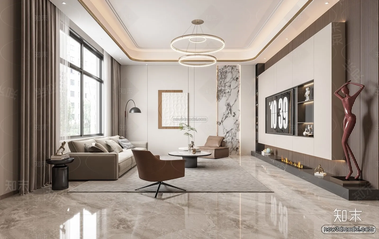 Modern Style Interior 3D Blocks and 3D Models – Living Room 3D Scene – 194 – CORONA