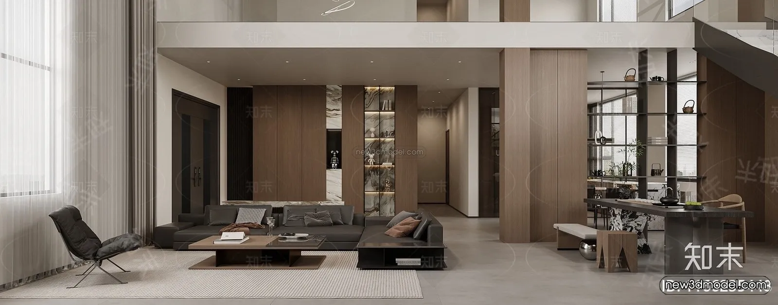 Modern Style Interior 3D Blocks and 3D Models – Living Room 3D Scene – 195 – CORONA