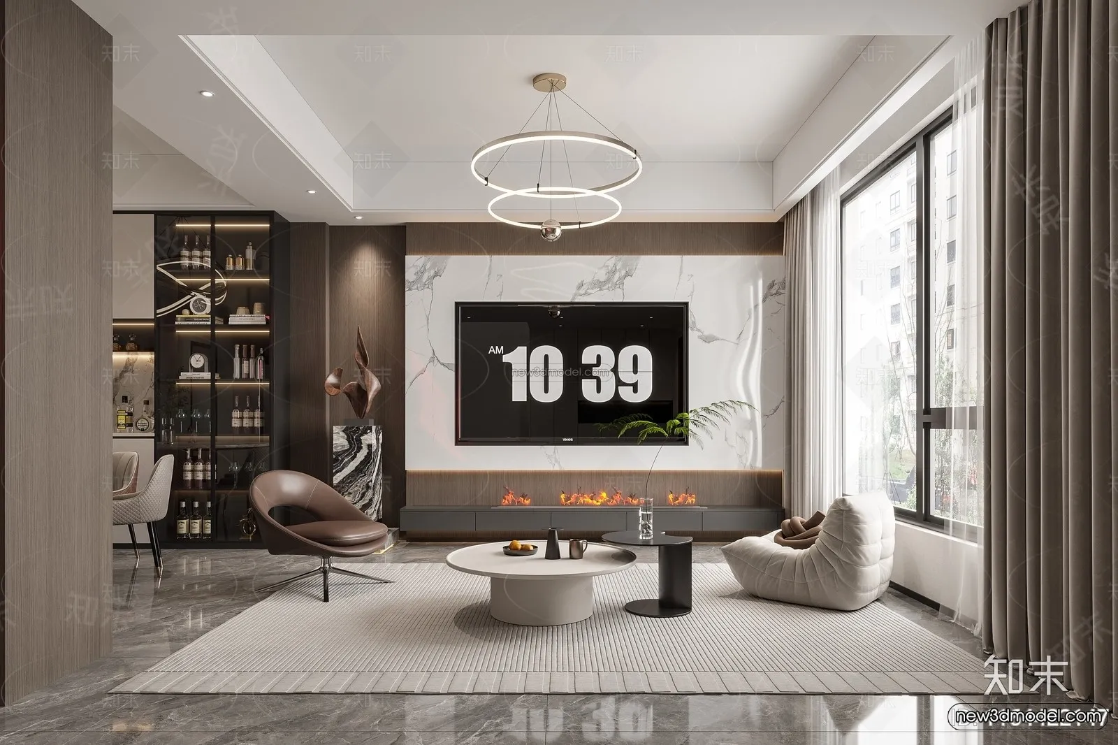 Modern Style Interior 3D Blocks and 3D Models – Living Room 3D Scene – 197 – CORONA