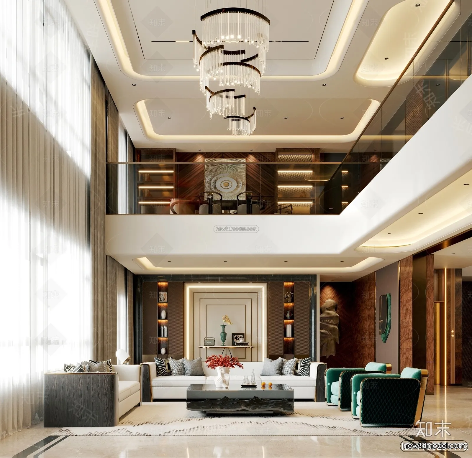 Modern Style Interior 3D Blocks and 3D Models – Living Room 3D Scene – 198 – CORONA