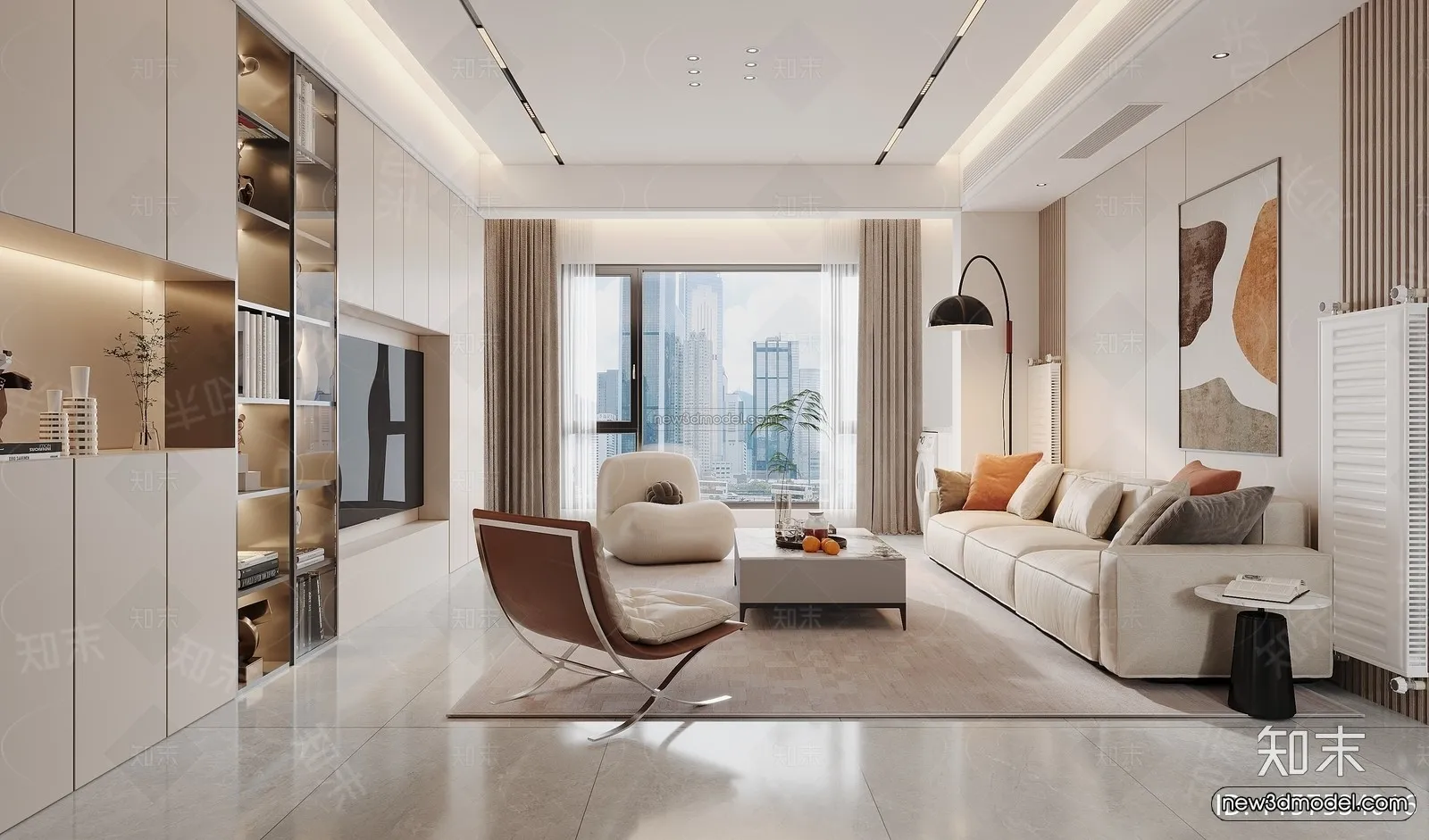 Modern Style Interior 3D Blocks and 3D Models – Living Room 3D Scene – 199 – CORONA