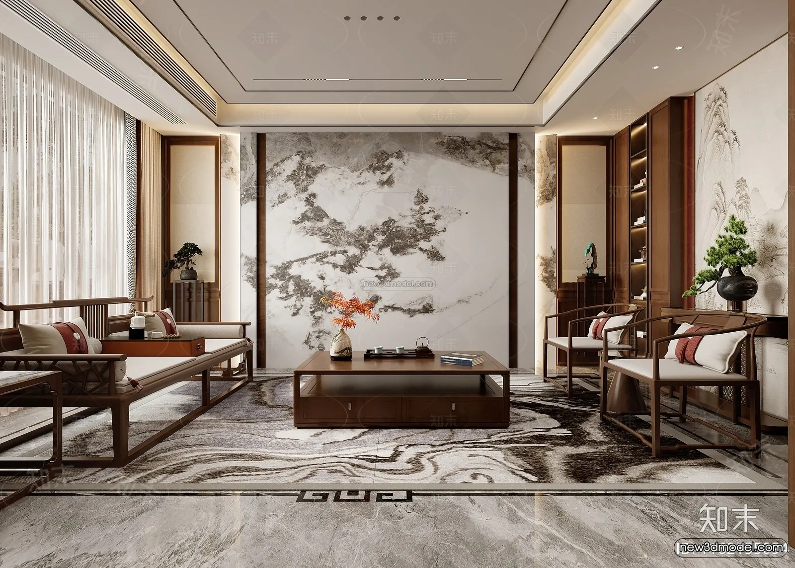 Modern Style Interior 3D Blocks and 3D Models – Living Room 3D Scene – 200 – CORONA