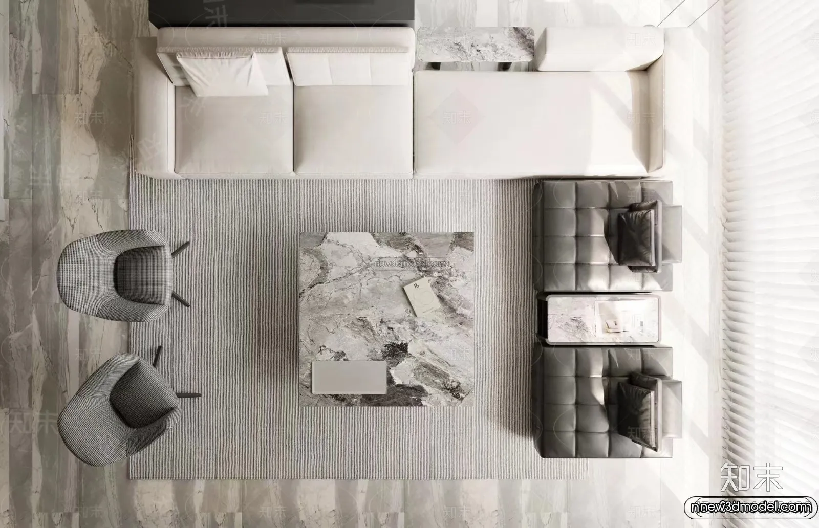 Modern Style Interior 3D Blocks and 3D Models – Living Room 3D Scene – 203 – CORONA