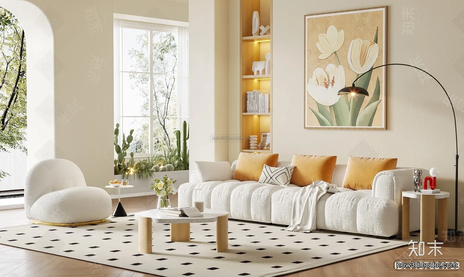 Modern Style Interior 3D Blocks and 3D Models – Living Room 3D Scene – 205 – CORONA