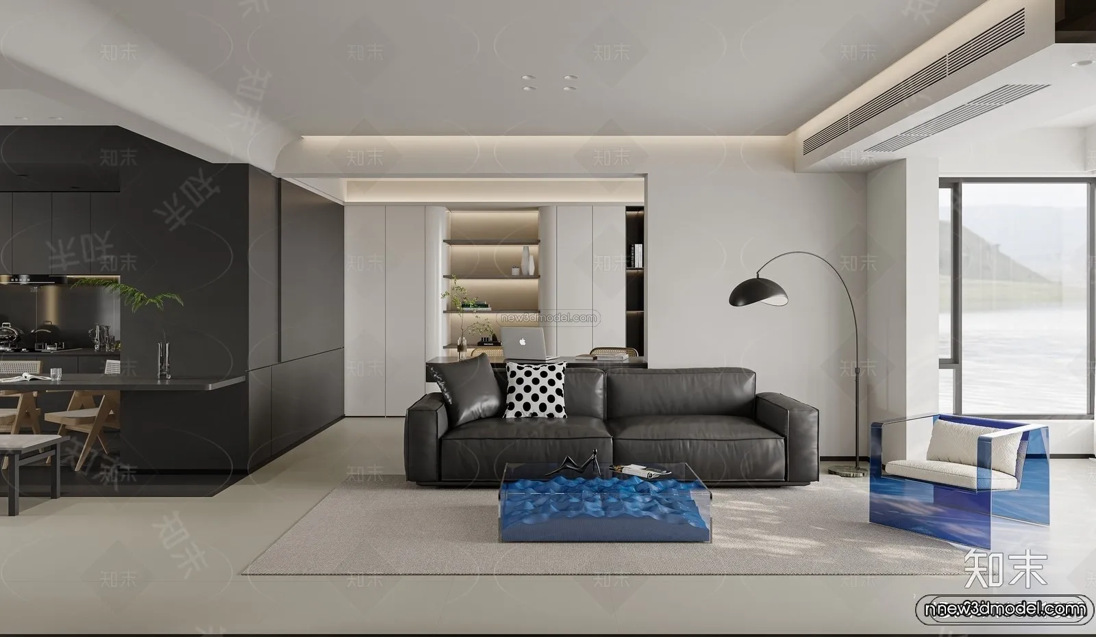 Modern Style Interior 3D Blocks and 3D Models – Living Room 3D Scene – 208 – CORONA