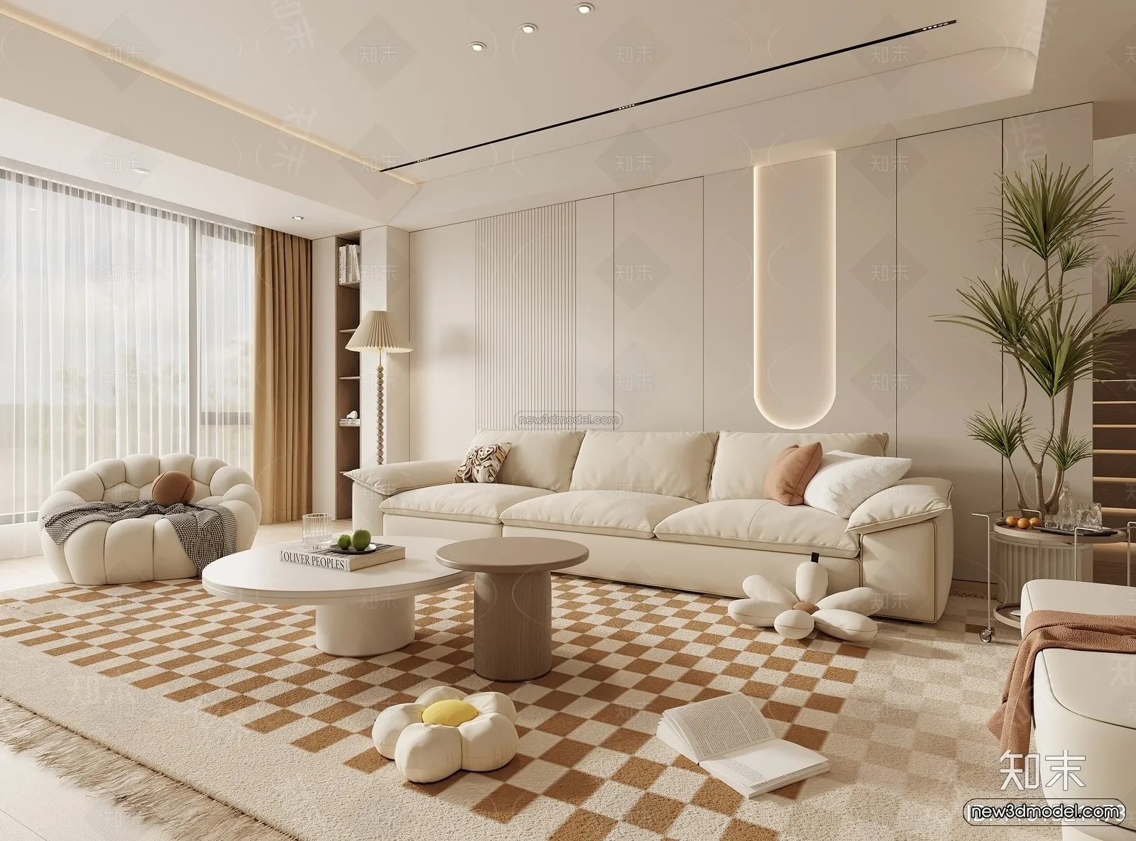 Modern Style Interior 3D Blocks and 3D Models – Living Room 3D Scene – 209 – CORONA