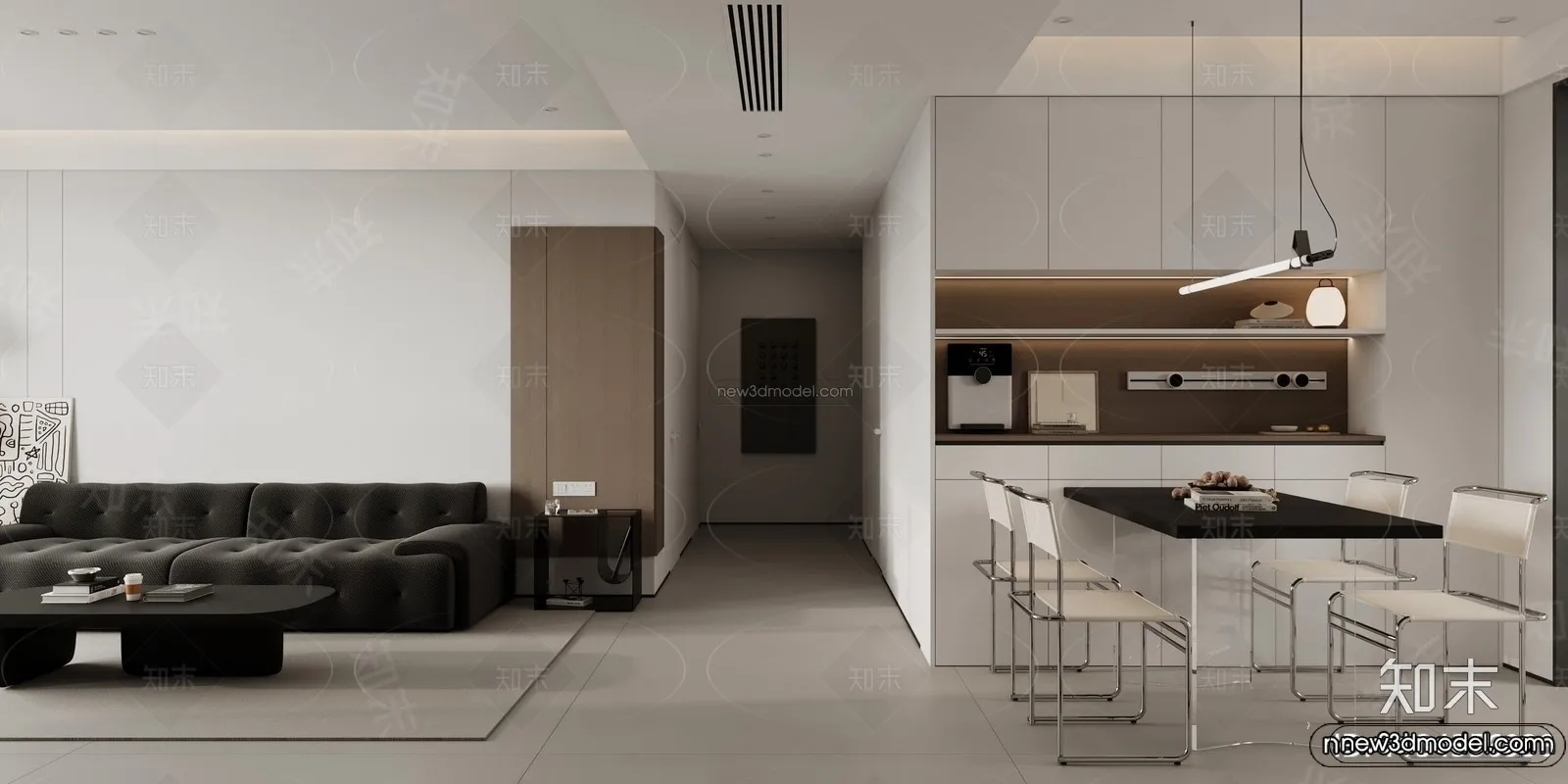 Modern Style Interior 3D Blocks and 3D Models – Living Room 3D Scene – 214 – CORONA