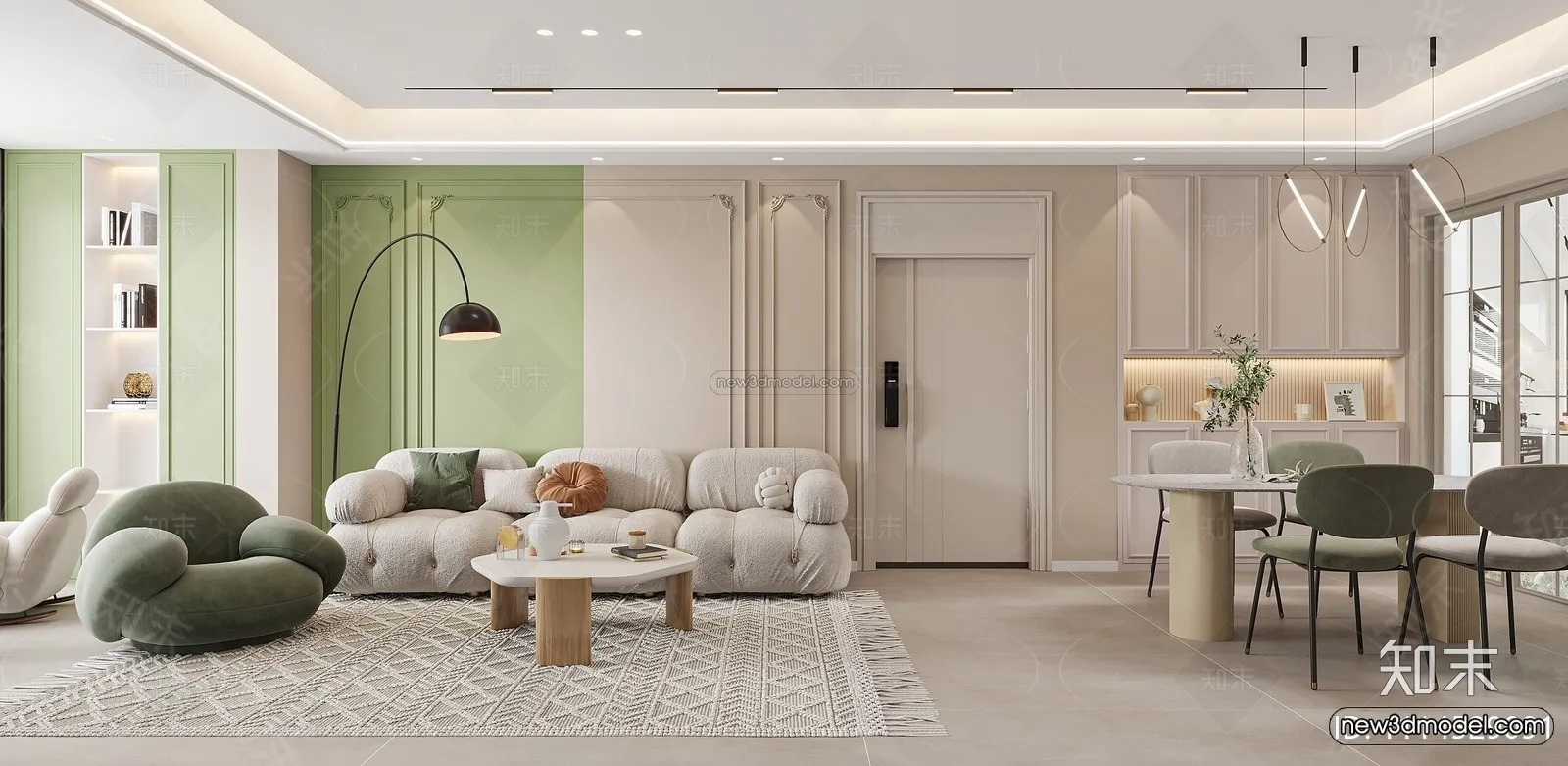 Modern Style Interior 3D Blocks and 3D Models – Living Room 3D Scene – 217 – CORONA