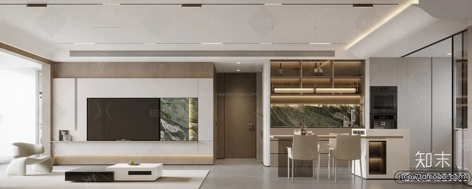 Modern Style Interior 3D Blocks and 3D Models – Living Room 3D Scene – 218 – CORONA