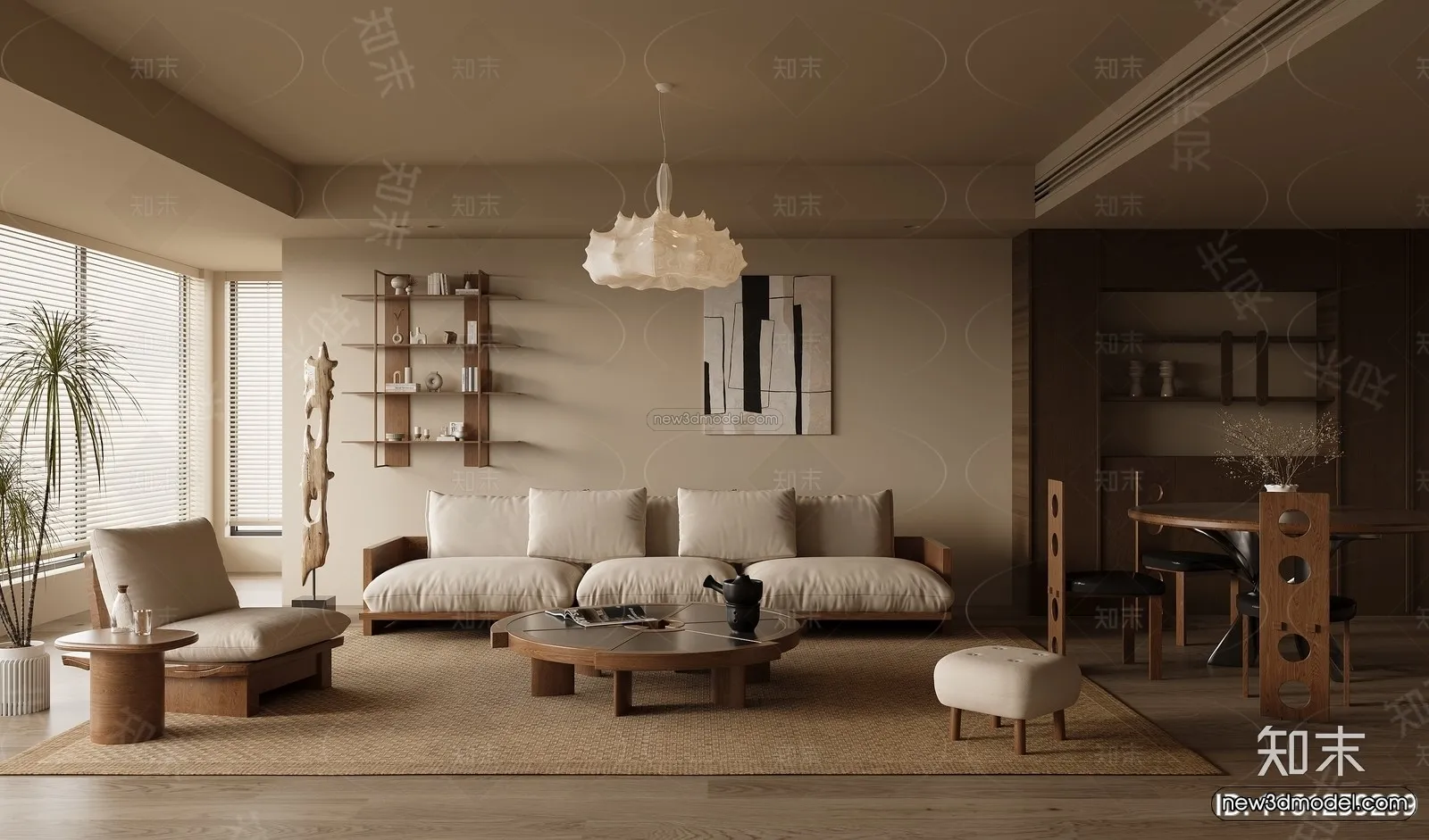 Modern Style Interior 3D Blocks and 3D Models – Living Room 3D Scene – 223 – CORONA