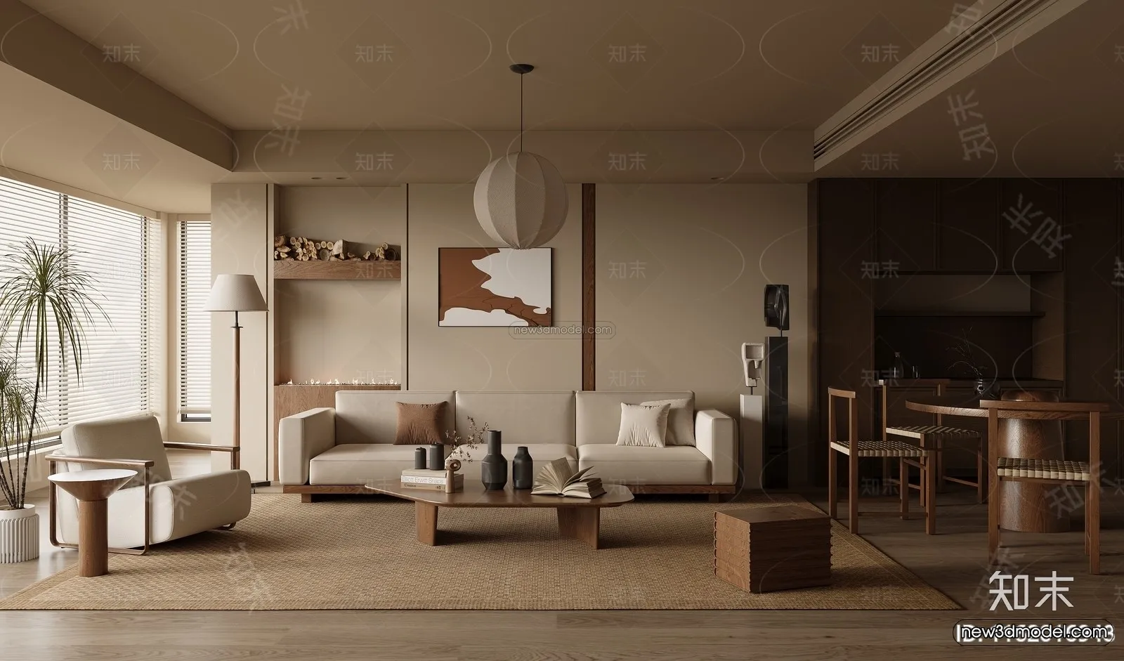 Modern Style Interior 3D Blocks and 3D Models – Living Room 3D Scene – 224 – CORONA