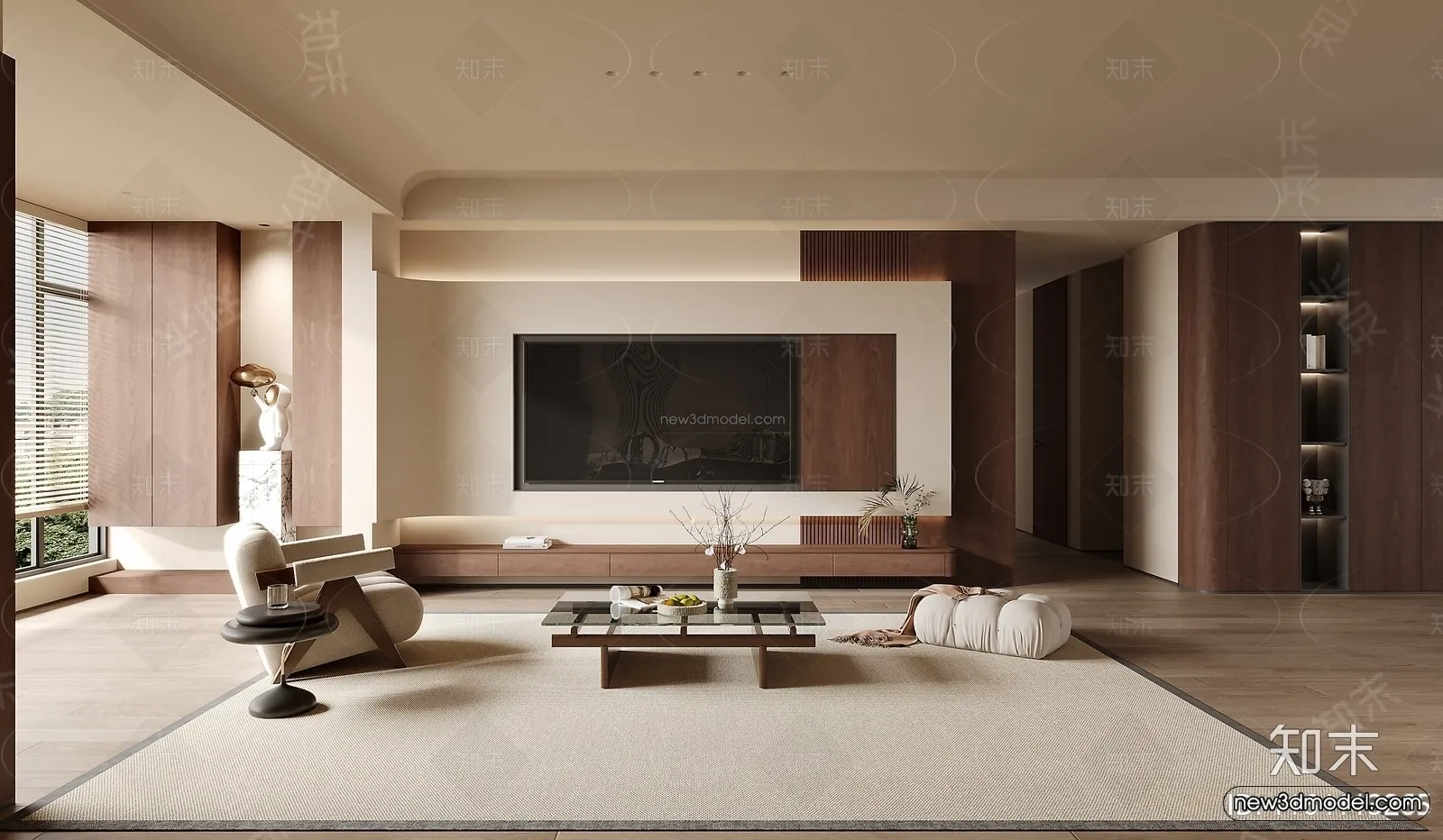 Modern Style Interior 3D Blocks and 3D Models – Living Room 3D Scene – 235 – CORONA