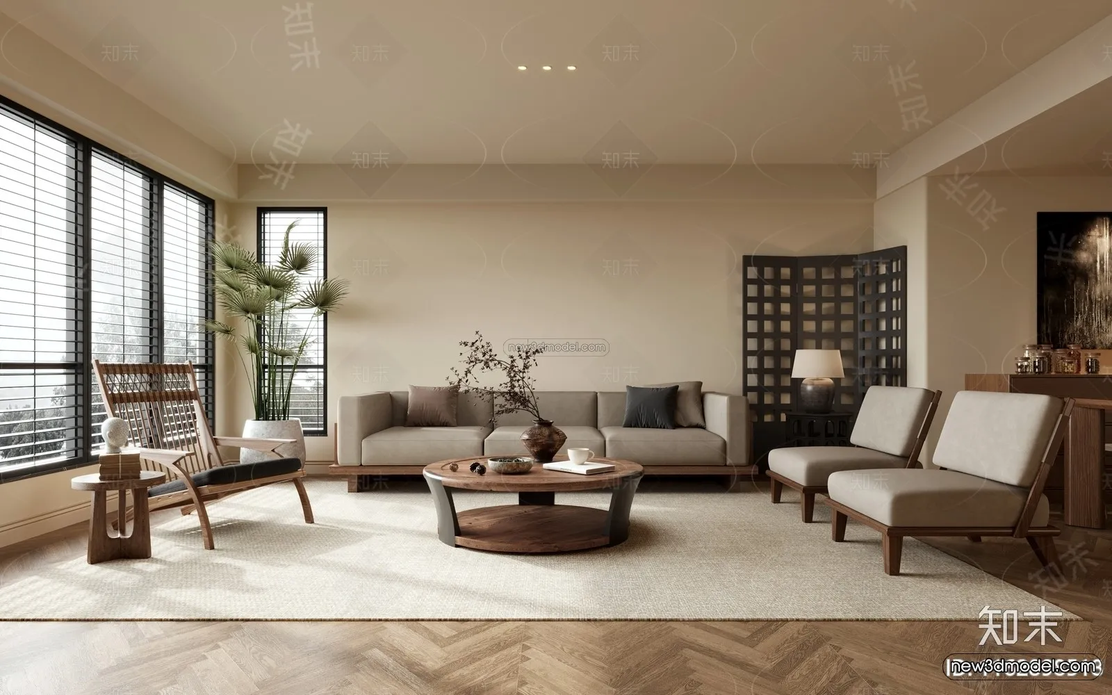 Modern Style Interior 3D Blocks and 3D Models – Living Room 3D Scene – 236 – CORONA