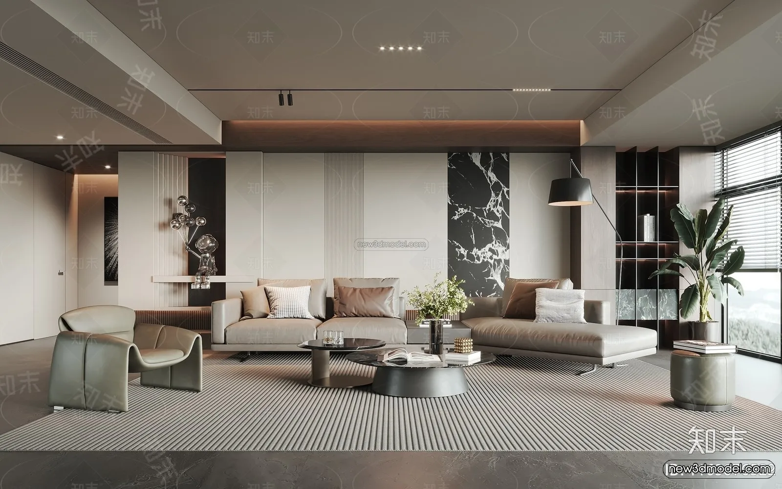 Modern Style Interior 3D Blocks and 3D Models – Living Room 3D Scene – 238 – CORONA