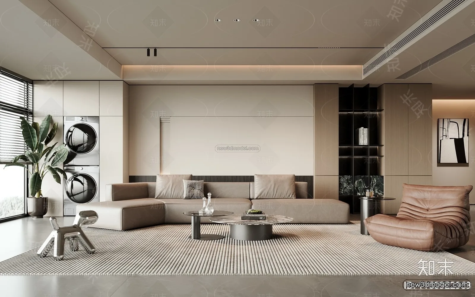 Modern Style Interior 3D Blocks and 3D Models – Living Room 3D Scene – 240 – CORONA