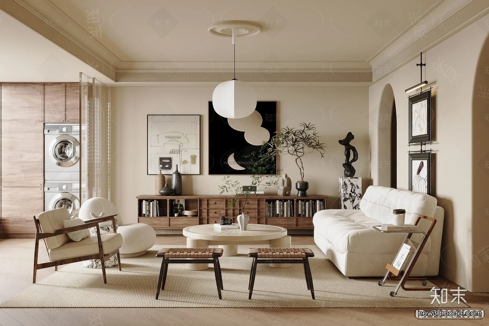 Modern Style Interior 3D Blocks and 3D Models – Living Room 3D Scene – 243 – CORONA