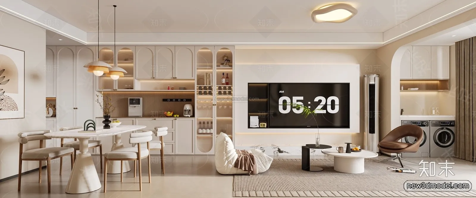 Modern Style Interior 3D Blocks and 3D Models – Living Room 3D Scene – 246 – CORONA