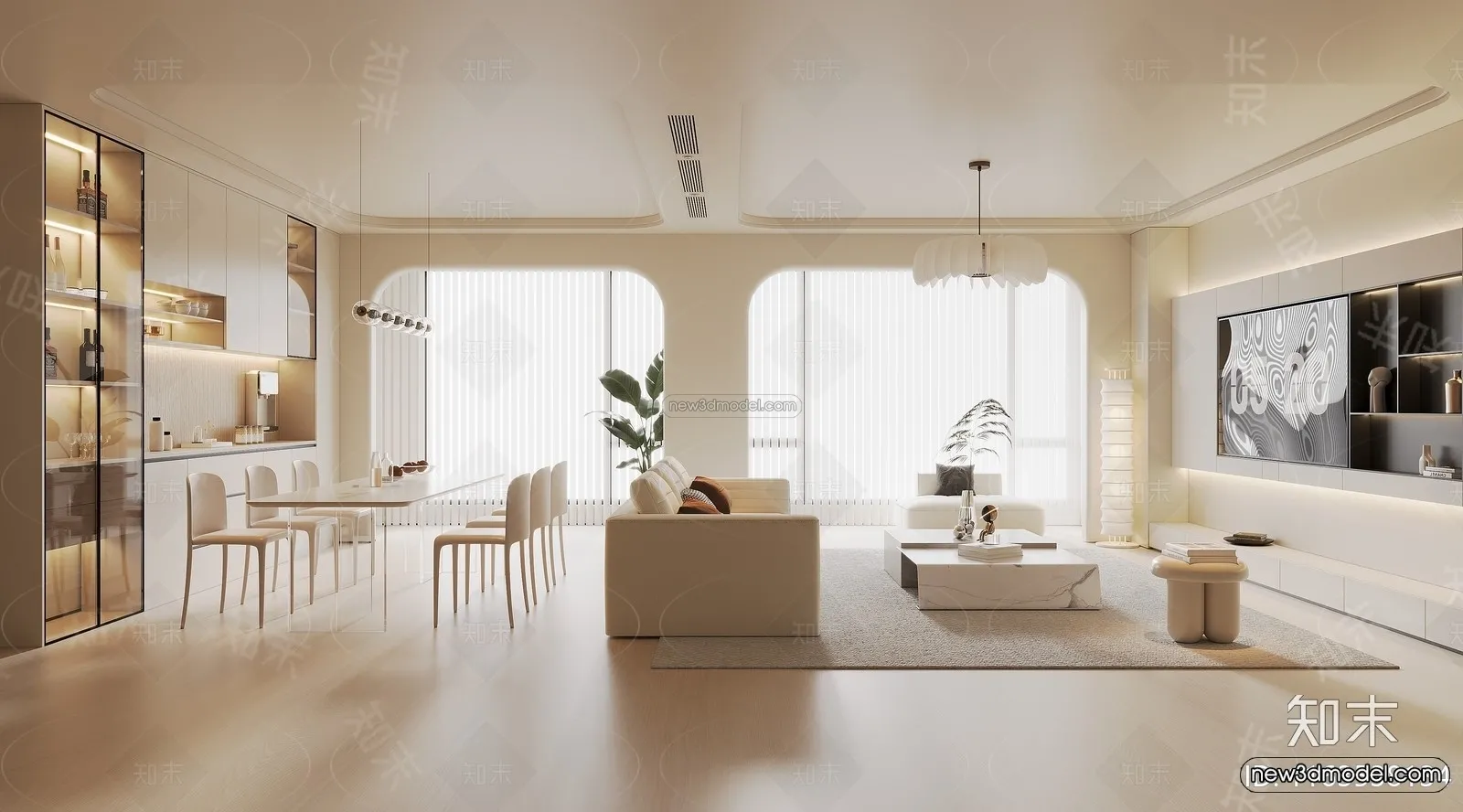 Modern Style Interior 3D Blocks and 3D Models – Living Room 3D Scene – 247 – CORONA