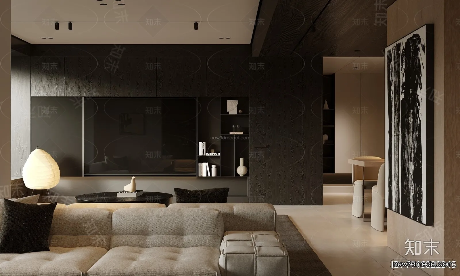 Modern Style Interior 3D Blocks and 3D Models – Living Room 3D Scene – 255 – CORONA