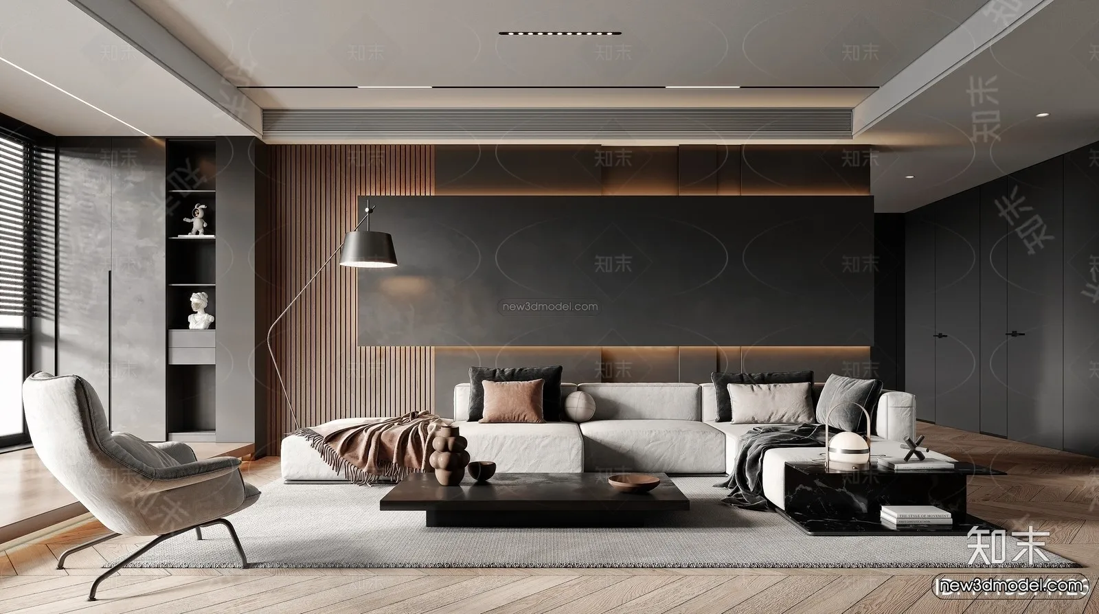 Modern Style Interior 3D Blocks and 3D Models – Living Room 3D Scene – 259 – CORONA