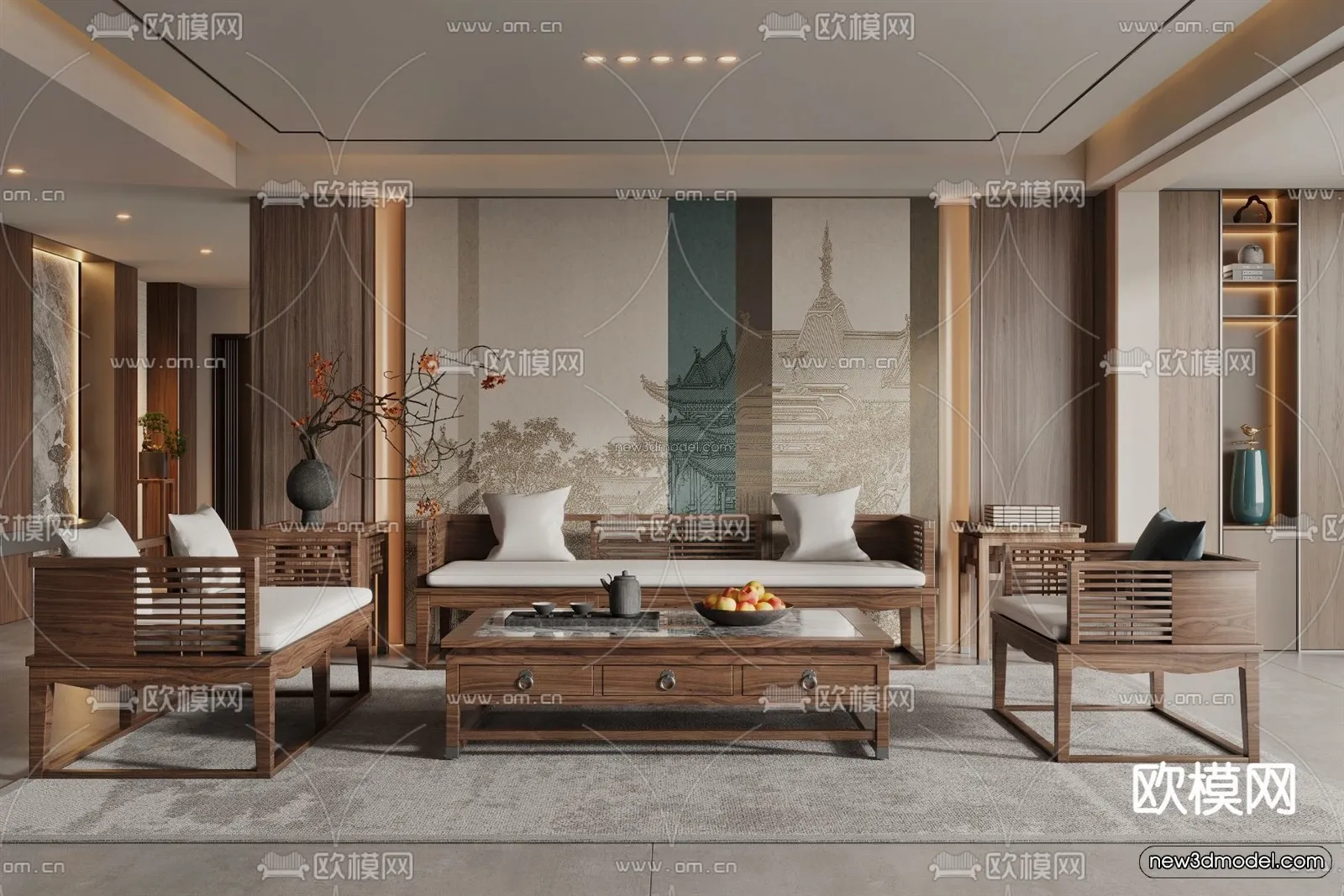 Modern Style Interior 3D Blocks and 3D Models – Living Room 3D Scene – 262 – CORONA