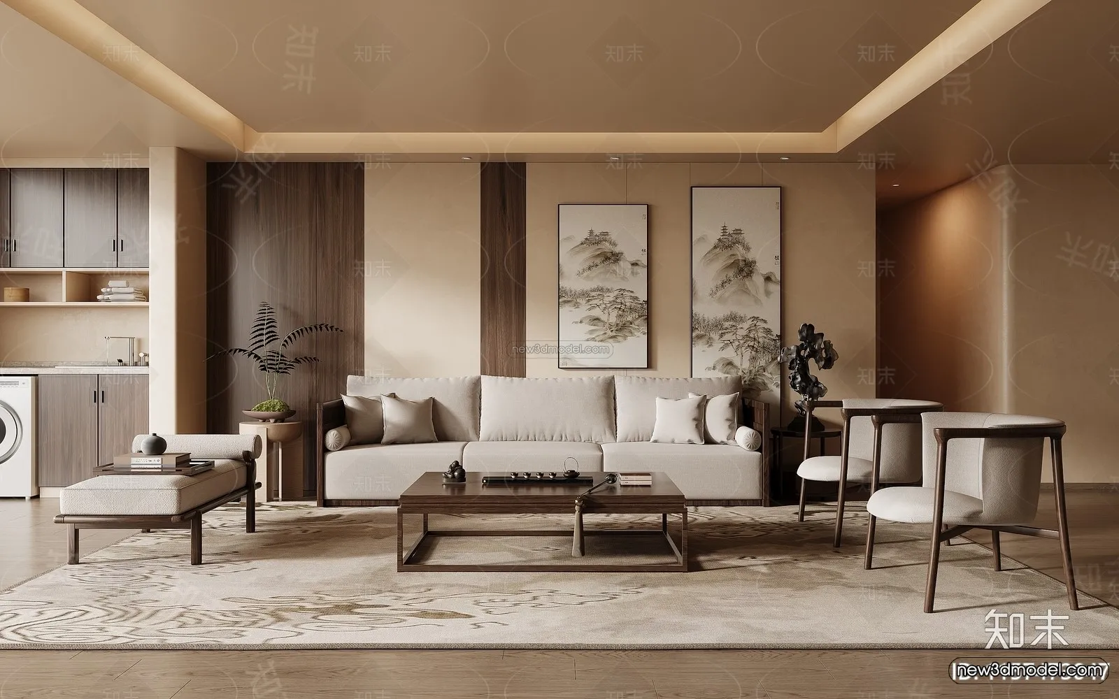 Modern Style Interior 3D Blocks and 3D Models – Living Room 3D Scene – 263 – CORONA