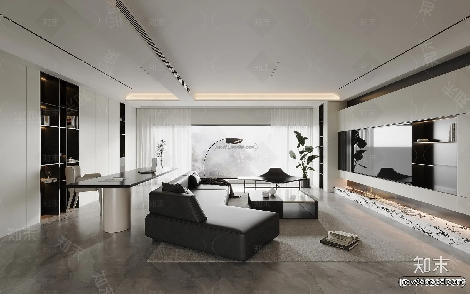 Modern Style Interior 3D Blocks and 3D Models – Living Room 3D Scene – 266 – CORONA