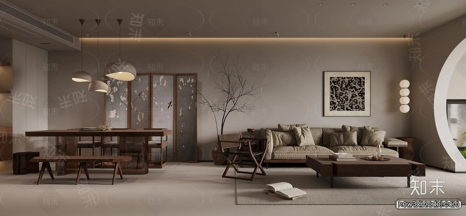 Modern Style Interior 3D Blocks and 3D Models – Living Room 3D Scene – 269 – CORONA