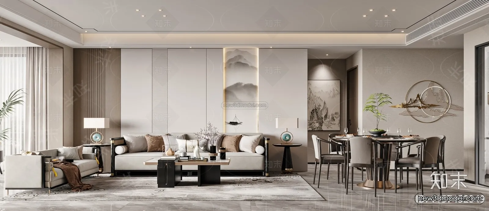 Modern Style Interior 3D Blocks and 3D Models – Living Room 3D Scene – 271 – CORONA