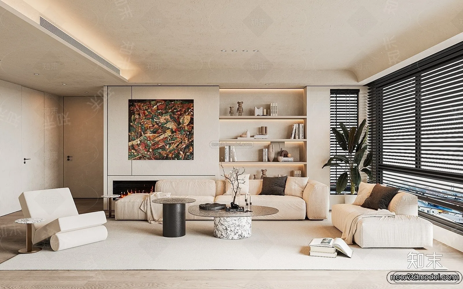 Modern Style Interior 3D Blocks and 3D Models – Living Room 3D Scene – 279 – CORONA