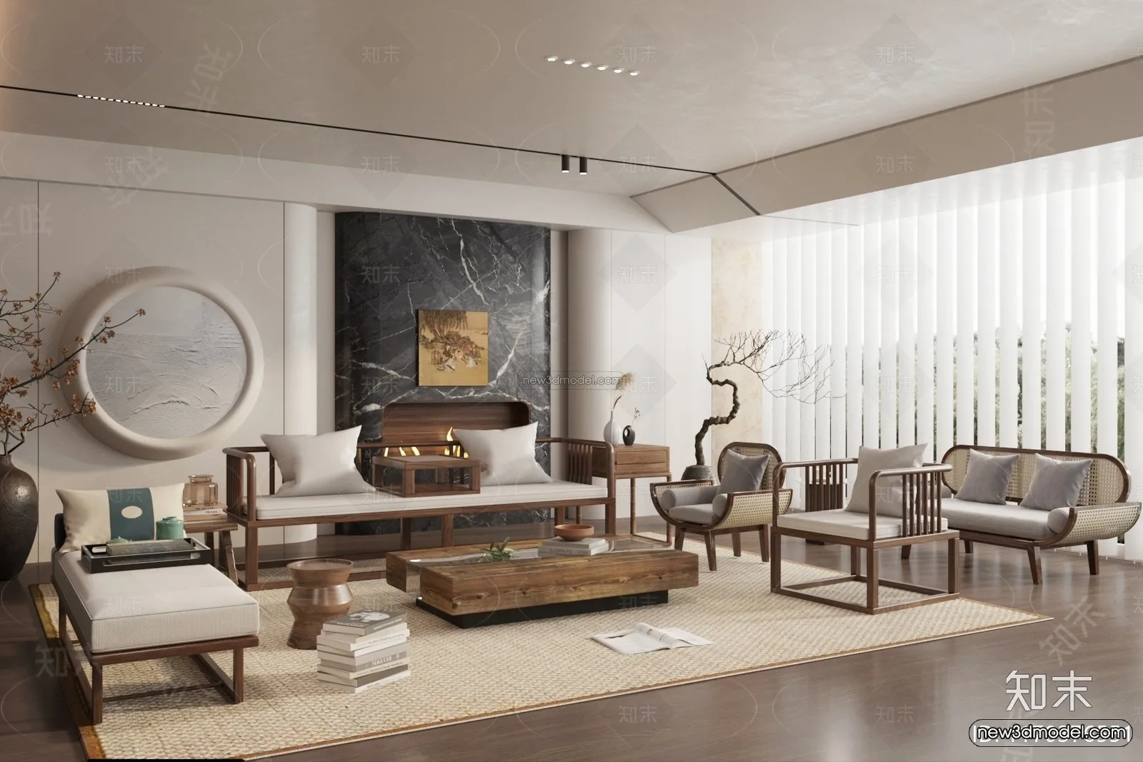 Modern Style Interior 3D Blocks and 3D Models – Living Room 3D Scene – 280 – CORONA