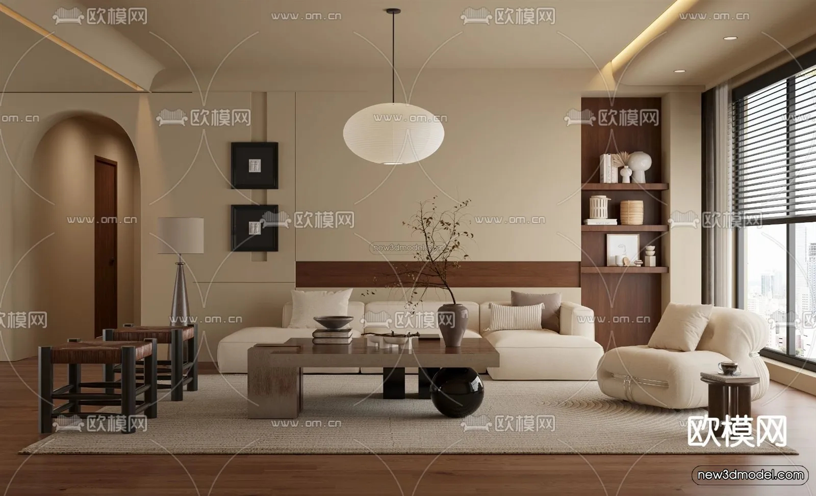 Modern Style Interior 3D Blocks and 3D Models – Living Room 3D Scene – 284 – CORONA